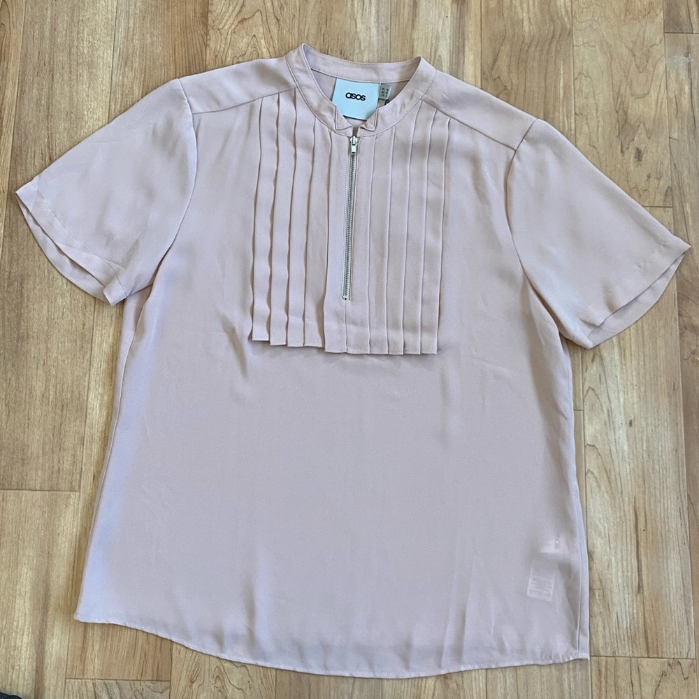 ASOS Blush Pink Pleated Blouse